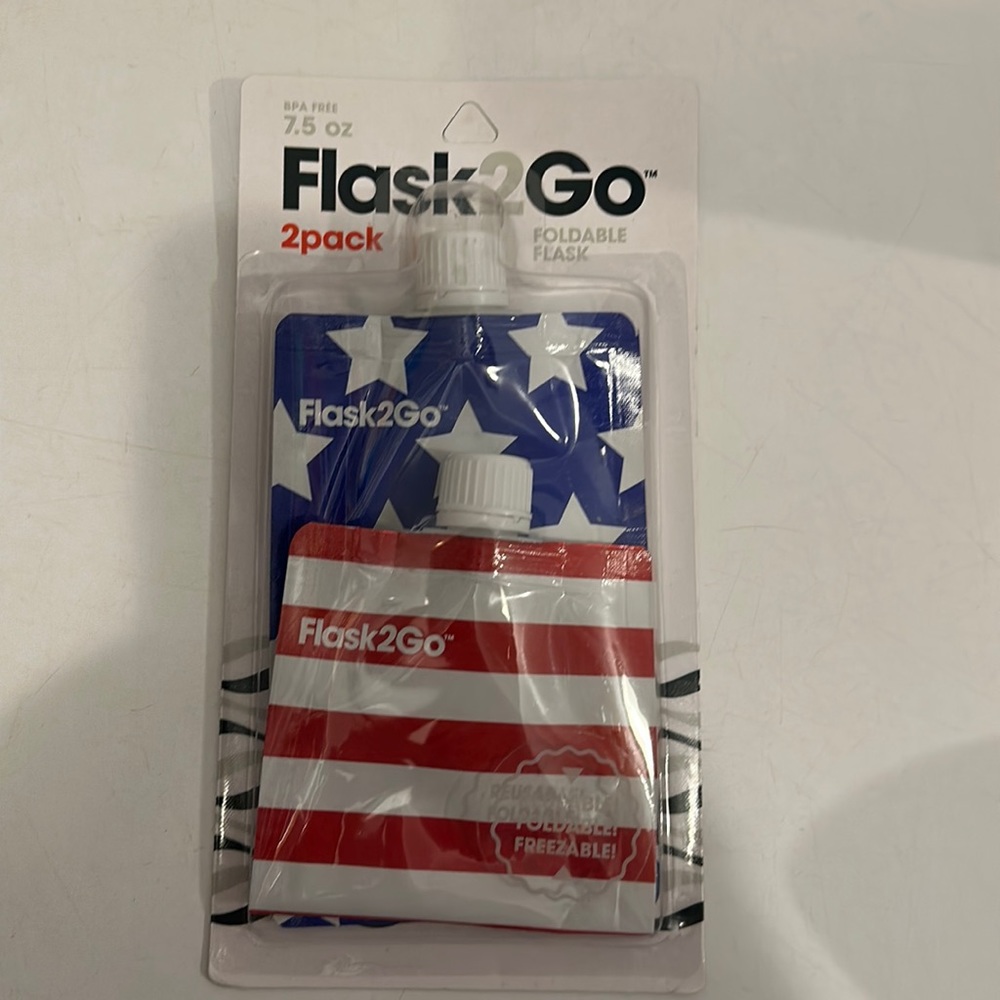 Flask-To-Go 2-Pack Flask Stars & Stripes Fold Reusable Containers Portable